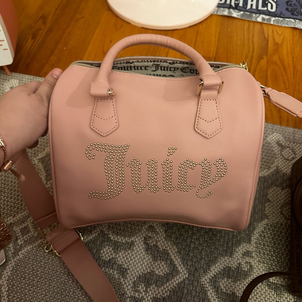 Pink Juicy Couture top handle bag with rhinestone